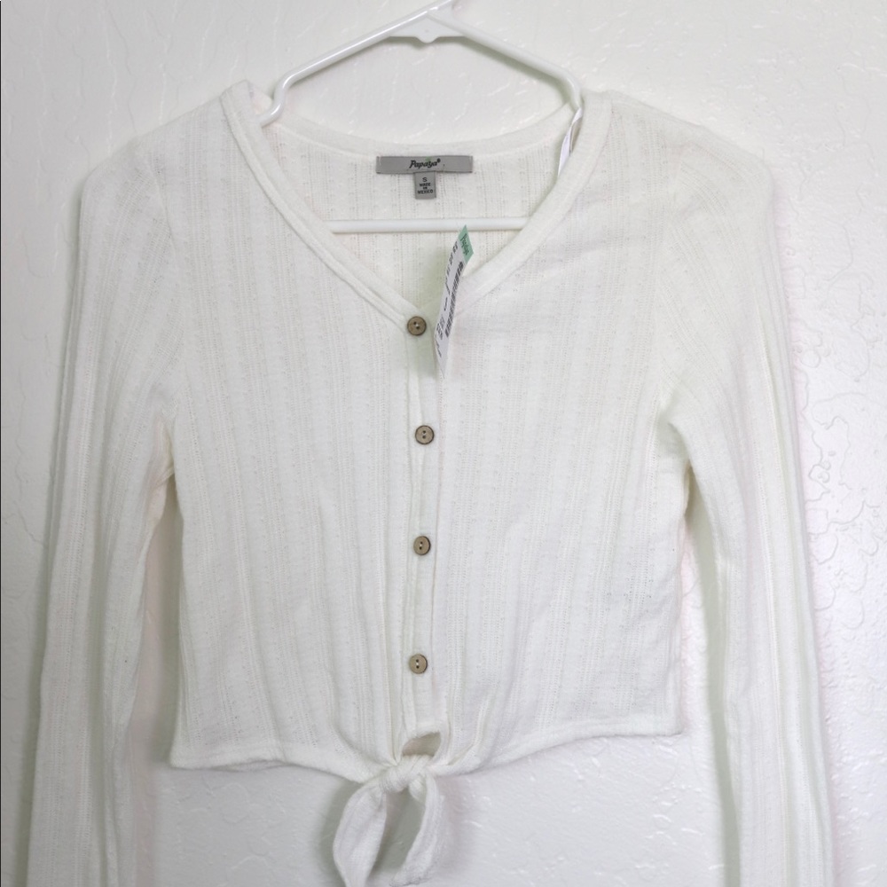 NWT button up crop sweater